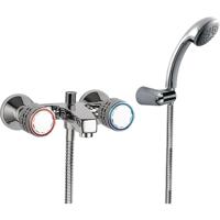 Badkraan Tres ESE-23 | Opbouw | Mengkraan | Incl.Handdoucheset | 2-weg | hoh 15 cm | 2-knops | Rond | Chroom