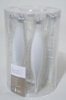 6 kerstpegels winterwit glans-mat - Ksd