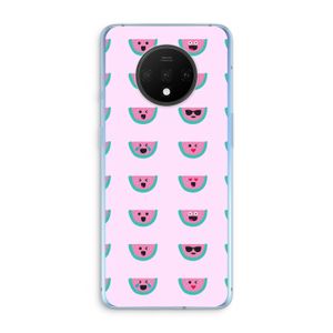 Smiley watermeloenprint: OnePlus 7T Transparant Hoesje