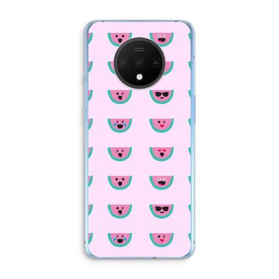 Smiley watermeloenprint: OnePlus 7T Transparant Hoesje