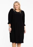 Yoek Dress puff sleeve | Zwart | Maat 54/56