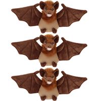 Keel Toys pluche vleermuis knuffeldier - 3x - bruin - vliegend - 15 cm - thumbnail