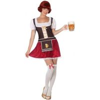 Bruine/rode bierfeest/oktoberfest jurkje verkleedkleding voor dames XL (42-44)  -