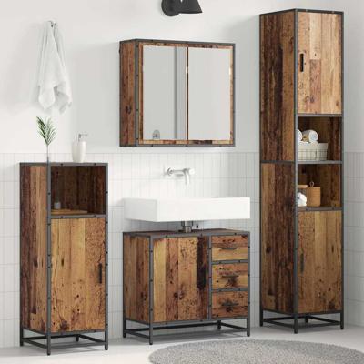 Badkamermeubelset 3 pcs Oud hout 65 x 33 x 60 cm Bewerkt hout