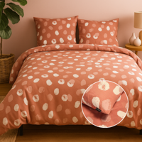 Dekbedovertrek Katoen-Flanel - Tess - Lits-Jumeaux (240x220 Cm) - Rood Flanel Katoen - Stippen - Presence - Dekbed-Discounter.nl