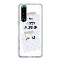 No Girls Allowed Unless: Sony Xperia 5 III Transparant Hoesje