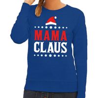 Foute kersttrui mama claus blauw dames - thumbnail