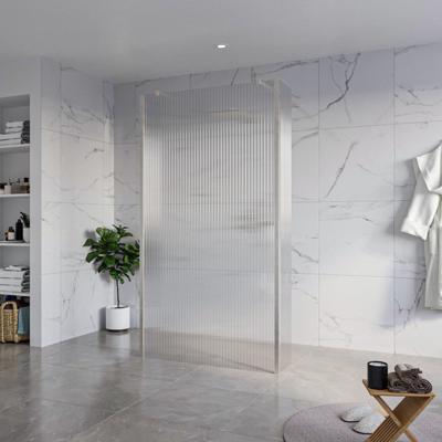 Fortifura Galeria Vrijstaande Inloopdouche - 110x200cm - Helder geribbeld - antikalk - 8mm veiligheidsglas - 2 zijwanden 40cm - wandsteunen en hoekprofielen - Geborsteld RVS PVD (RVS) SW927769 2x/SW915253/SW797948 2x/SW798730 2x