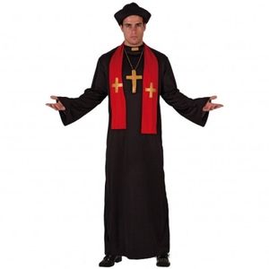 Priester kostuums zwart met rood
