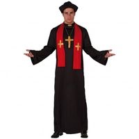 Priester kostuums zwart met rood