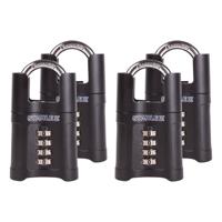 Hangslot - 4x - zwart - metaal - 50 mm - 4-cijferig - cijferslot
