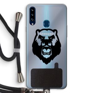Angry Bear (black): Samsung Galaxy A20s Transparant Hoesje met koord