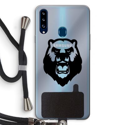 Angry Bear (black): Samsung Galaxy A20s Transparant Hoesje met koord