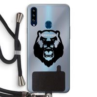 Angry Bear (black): Samsung Galaxy A20s Transparant Hoesje met koord