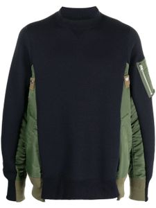 sacai sweat à design patchwork - Bleu