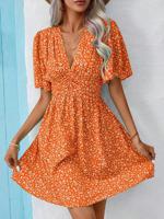 Small Floral Loose Casual Dress With No