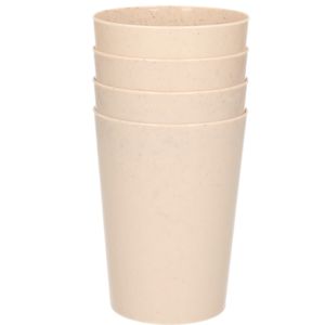 4x drinkbekers van afbreekbaar materiaal 500 ml in het eco-beige