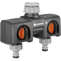 GARDENA 8193-20 2-Wege-Verteiler f. Wasserhahn 8193-20 Kunststof 2-voudige splitser Steekkoppeling, 30,3 mm (1) binnendraad, 24,2 mm (3/4) binnendraad Met