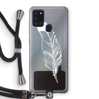 Pluim: Samsung Galaxy A21s Transparant Hoesje met koord