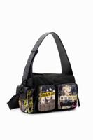 Grote canvas tas met krantenprint - BLACK - U Grote canvas tas met krantenprint - BLACK - U