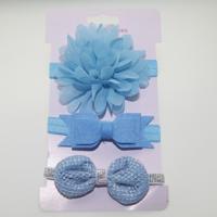 3 in 1Children Bow bloem hoofdband haar band haar ring Lees Tiara (blauw)
