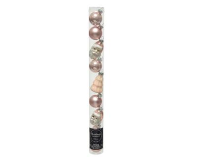 Figuur glas l2.8b2.7h6 roze ass 9st kerst - Decoris