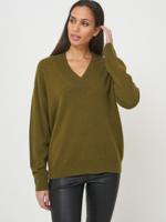 Basic cashmere trui met diepe V-hals
