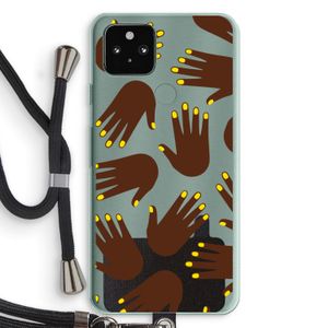 Hands dark: Pixel 5a 5G Transparant Hoesje met koord