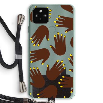 Hands dark: Pixel 5a 5G Transparant Hoesje met koord