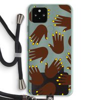Hands dark: Pixel 5a 5G Transparant Hoesje met koord