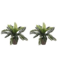 2x Groene Cycaspalm kunstplanten 33 cm in pot