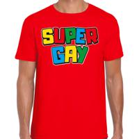 Gay Pride T-shirt voor heren - super gay - rood - pride - regenboog - LHBTI