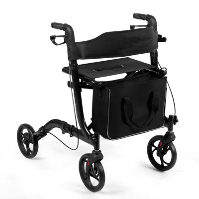 rollator aluminium reisrollator opvouwbare lichtgewicht rollator in hoogte verstelbaar zwart