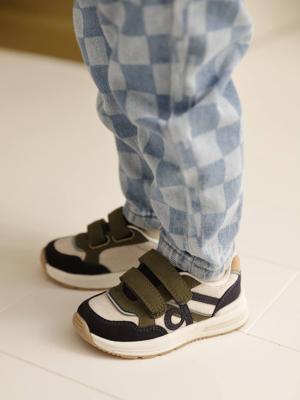 Sneakers met klittenband voor jongens marineblauw