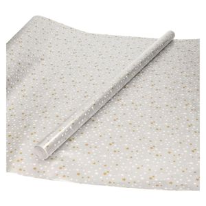 Kerst inpak/cadeaupapier - 2x stuks - 200 x 70 cm - zilver met sterretjes