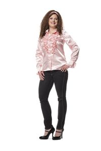 Dames Ruche Blouse Baby Rose