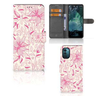 Nokia G11 | G21 Hoesje Pink Flowers | Portemonnee hoesje