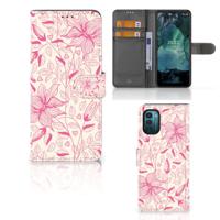 Nokia G11 | G21 Hoesje Pink Flowers | Portemonnee hoesje
