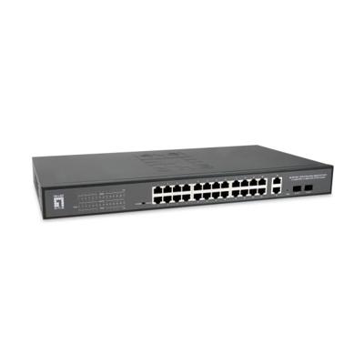 LevelOne gep-2841 28-port web smart managed switch, l2, gigabit ethernet, power over ethernet (poe)