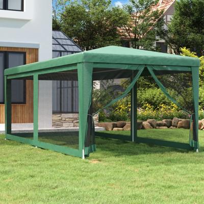 Partytent met 6 mesh zijwanden 3x6 m HDPE groen