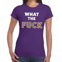 What the Fuck tijger print tekst t-shirt paars dames