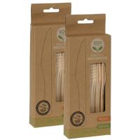 BBQ/verjaardag/camping bestek - messen - 80x - hout - 16 cm - eco friendly/composteerbaar