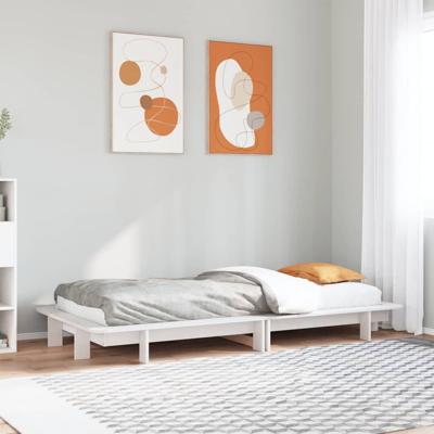 Bedframe zonder matras massief grenenhout wit 140x200 cm