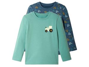 lupilu 2 baby thermoshirts (86/92, Blauw/groen patroon)