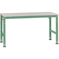 Manuflex AU6101.6011 Werk aanschuiftafel universele standaard met melamine schijf, bxdxh = 1750 x 1200 x 760-870 mm Reseda groen (RAL 9010)