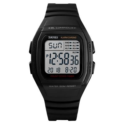 SKMEI 1278 modieuze buiten 50m waterdichte digitale horloge Student Sport Wrist Watch ondersteuning 5 groep Alarm Clocks(Black)