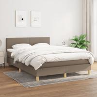 Boxspring met matras stof taupe 140x200 cm