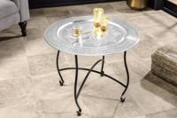 Ronde salontafel MARRAKECH 60cm zilveren theetafel uitneembaar dienblad opvouwbaar - 44346