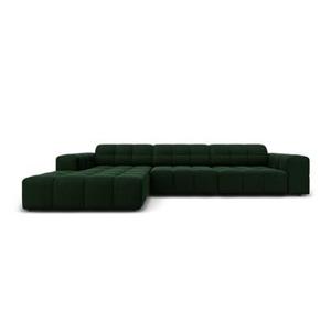 Cosmopolitan Design Chicago Hoekbank met Chaise Longue Links - Velvet - Flessengroen