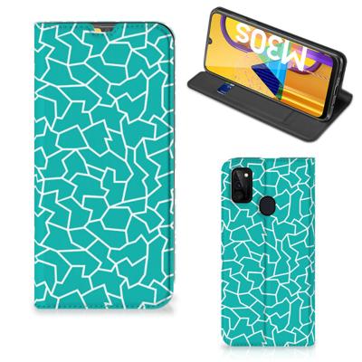 Samsung Galaxy M30s | M21 | Bookcase | Cracks Blue Samsung Galaxy M30s | M21 | Bookcase | Cracks Blue
